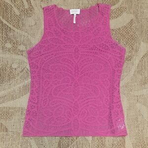 Laundry By Shelli Segal Pink Lace Sleeveless Top